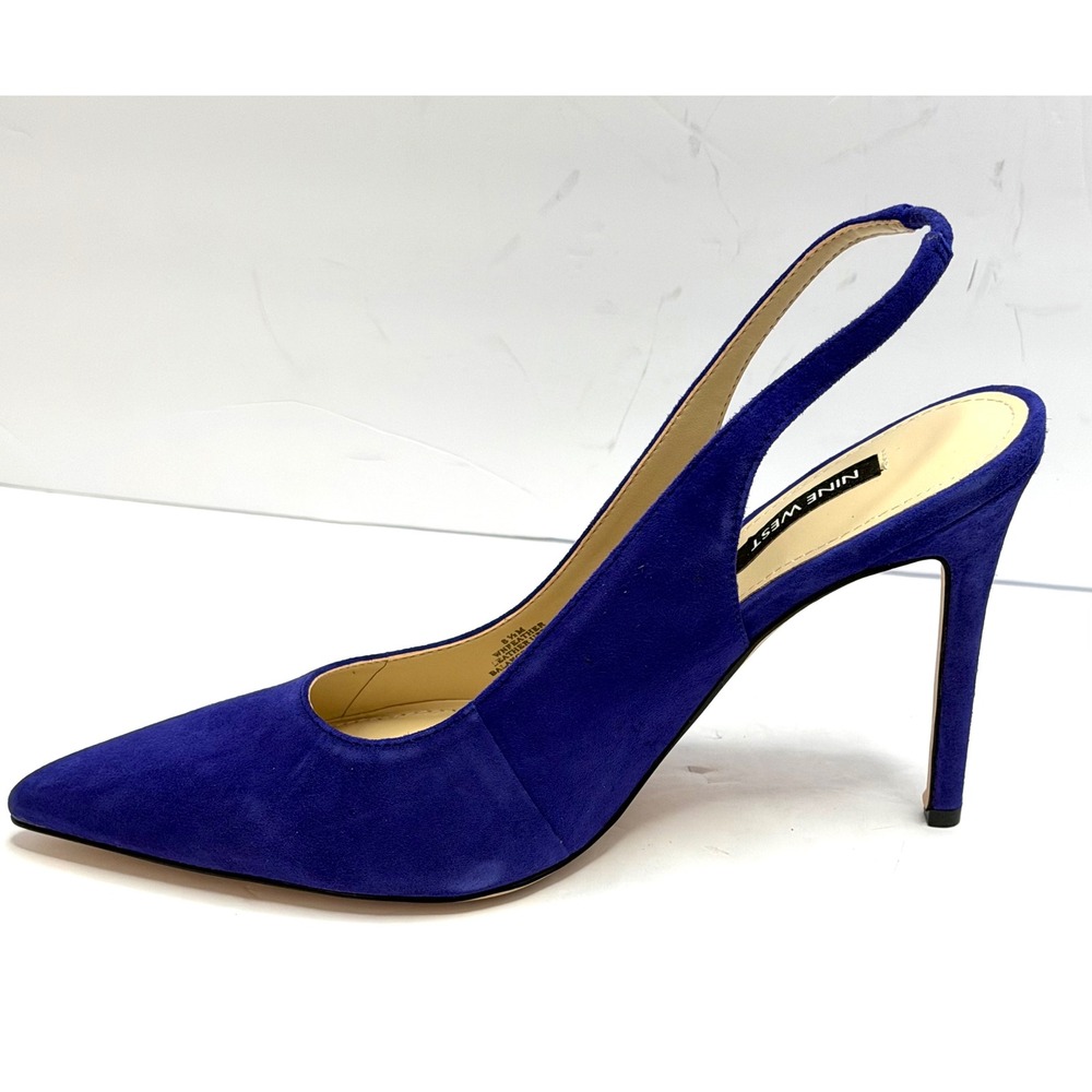 Nine West Women's Feather Slingback Stiletto Pumps Dark Blue 8.5M NWT and BOX - Picture 5 of 11